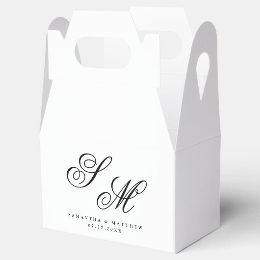 Ballotins Mariage simple élégant Monogramme noir Initiales (Ouvert)
