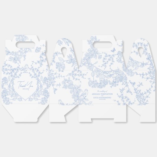 Ballotins Mariage toile de Jouy chinoiserie bleue (Déplié)