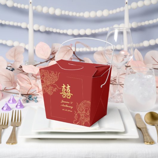 Ballotins Mariage traditionnel chinois rouge Dragon Phénix (Mariage)