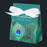 Ballotins Mariage turquoise Blue Peacock<br><div class="desc">Elégant bleu turquoise et vert émeraude éclatant,  bleu royal et bleu turquoise paon plumes mariage boîtes. Vous pouvez ajouter du texte dans le style de police,  la taille et la couleur de votre choix sur cette belle turquoise boîte de mariage paon bleu.</div>