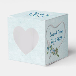 Ballotins Mariage White Ribbon Heart sur Aqua Ballotin