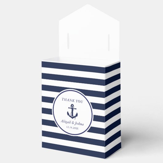 Ballotins Marine Ancre nautique Mariage rayé Personnalisé Fa (Ouvert)