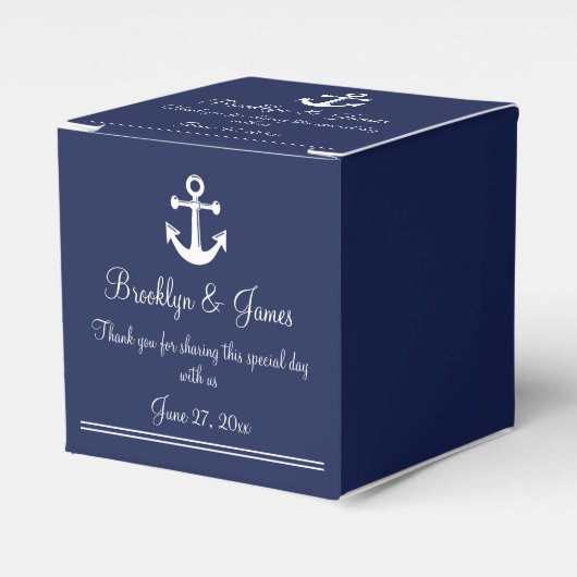 Ballotins Marine Bleu Nautique mariage Faveur boîte Ancre bl (Verso)