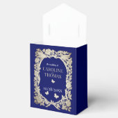 Ballotins Marine Bleu Tan Floral Folio Mariage orné (Ouvert)