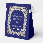 Ballotins Marine Bleu Tan Floral Folio Mariage orné (Arrière)