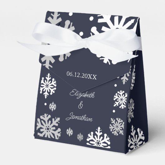Ballotins Marine Blue Snowflakes Mariage d'hiver (Verso)