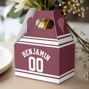 Ballotins Maroon and White Jersey Stripes Nom personnalisé