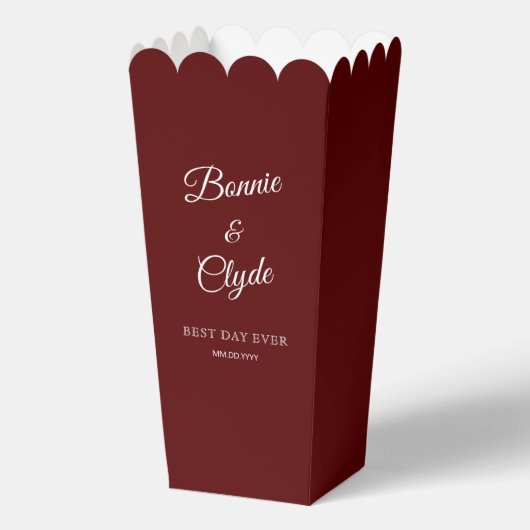 Ballotins Maroon Popcorn Favor Box for Elegant Celebrations (Recto)