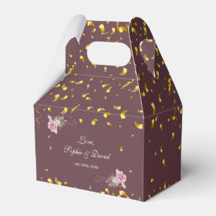 Ballotins Marsala Maroon Floral Gold Confetti Mariage