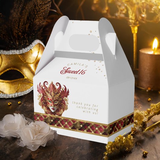 Ballotins Masquerade Masque Motif Harlequin Rouge Or ID1032