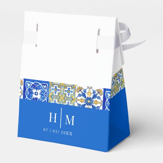 Ballotins Méditerranée été moderne tuile Mariage Favor Box (Arrière)