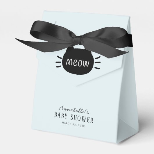 Ballotins Meow Black Cat Face Blue Boy Baby shower (Verso)