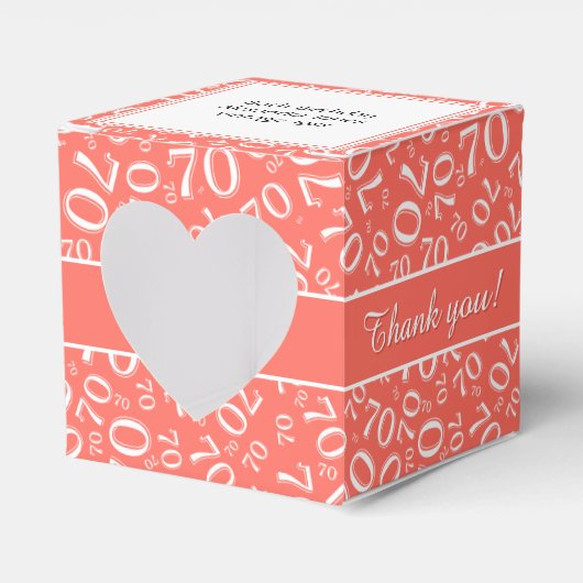 Ballotins Merci 70e anniversaire Coral/blanc Motif numérique (Verso)