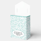 Ballotins Merci 70e anniversaire Turquoise/blanc Motif numér (Ouvert)