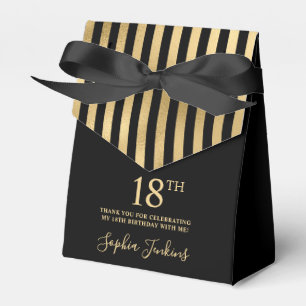 Ballotins Merci avec rayures dorées pour 18ème anniversaire