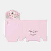 Ballotins Merci Coeur Floral Mariage Favor Box - Rose (Déplié)