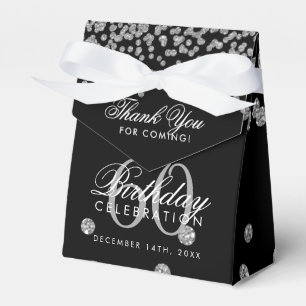 Ballotins Merci d' de 60 ans noir d'argent Confetti