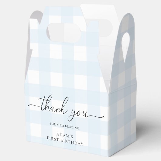 Ballotins Merci d'anniversaire bleu En vichy Ballotin (Ouvert)