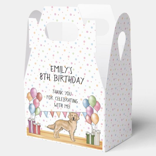 Ballotins Merci d'Anniversaire de enfant jaune Golden Retrie (Ouvert)