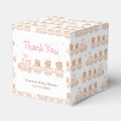 Ballotins Merci de Baby shower de train rose ours (Arrière)