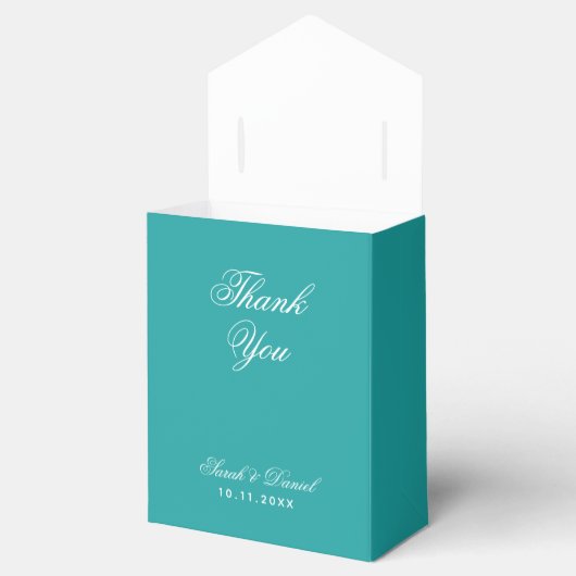 Ballotins Merci de calligraphie turquoise Mariage (Ouvert)