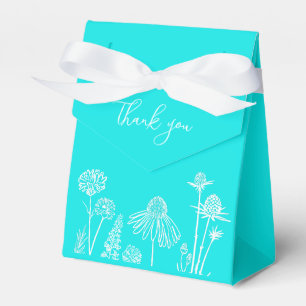 Ballotins Merci de Fête des mariées Fleur sauvage Aqua Blue