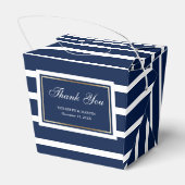 Ballotins Merci de Mariage d'or blanc bleu marine moderne (Arrière)