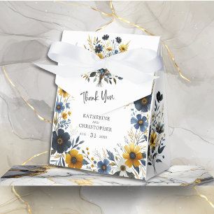 Ballotins Merci de mariage élégant Fleur sauvage bleu jaune