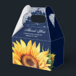 Ballotins Merci de tournesol bleu marine Burlap<br><div class="desc">Boîte de faveur marine bleu marine personnalisée avec une texture burlap et tournesol avec des lampes à cordes.</div>