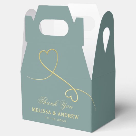 Ballotins Merci | Deux Coeurs d'or Emerald Green Mariage (Ouvert)