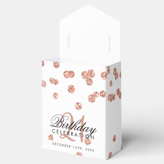 Ballotins Merci d'or rose 21e anniversaire Confetti Blanc (Ouvert)