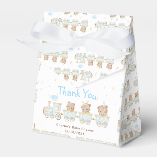 Ballotins Merci du Baby shower du train Bear Blue (Verso)