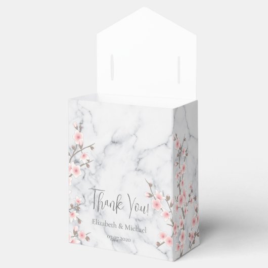 Ballotins Merci en marbre cerisier en fleurs d'abricot (Ouvert)