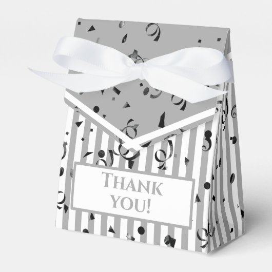 Ballotins Merci - Gris/Blanc simples rayures Motif (Verso)