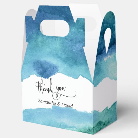 Ballotins Merci Mariage bleu vert Aqua (Ouvert)