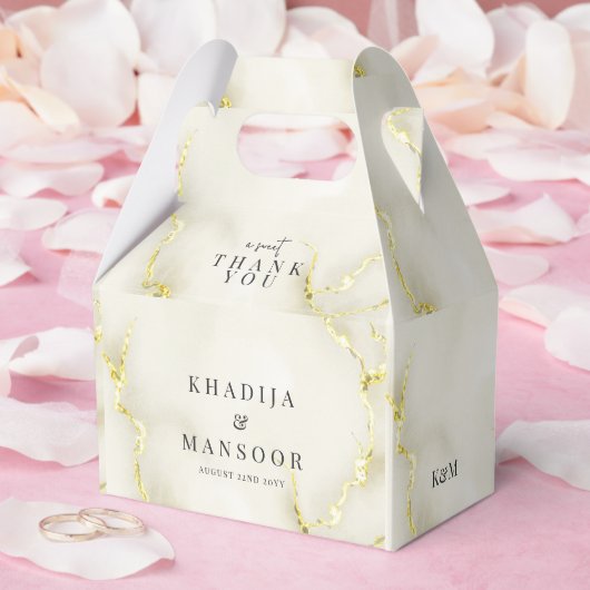 Ballotins Merci Mariage de texture de marbre d'or (Mariage)