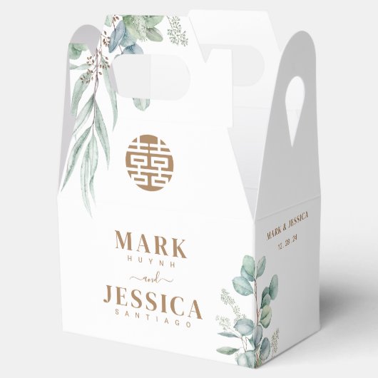 Ballotins Merci Mariage Eucalyptus Double Bonheur (Ouvert)