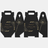 Ballotins Merci mariage Floral moderne noir et or (Déplié)