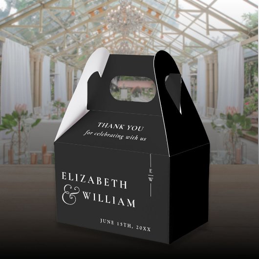 Ballotins Merci Mariage Monogramme moderne noir et blanc