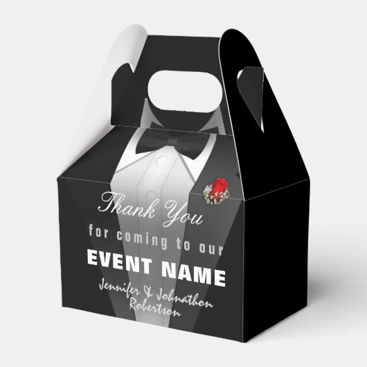 Ballotins Merci noir Tuxedo | Boîte cadeau (Verso)