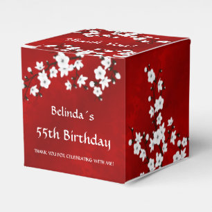 Ballotins Merci rouge aux fleurs de cerisiers blancs