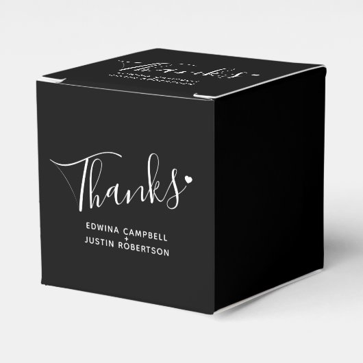 Ballotins Merci simple script noir blanc coeur mariage (Verso)