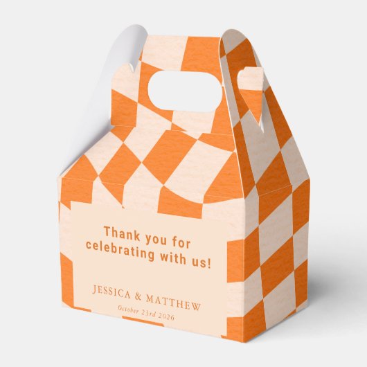 Ballotins Merci super Retro Orange Check Mariage personnalis (Verso)