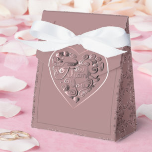 Ballotins "Merci" sur rose poussiéreux