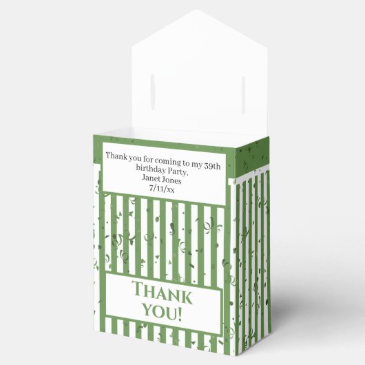 Ballotins Merci - Vert/Blanc Simple Stripes Motif (Ouvert)