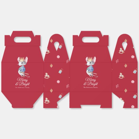 Ballotins Merry & Bright Nutcracker Mouse Favor Box (Déplié)