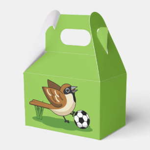 Ballotins Mignon moineau de dessin animé jouant au football