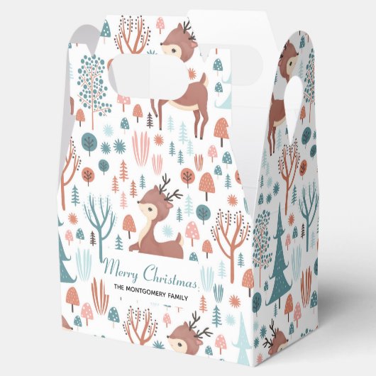 Ballotins Mignonne cerf en Forêt Whimsical Noël Motif (Ouvert)
