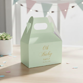 Ballotins Mint Green Gable Favor Box Personalized for Baby