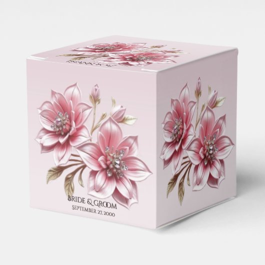 Ballotins Modern Pink Flowers Favor Box (Verso)